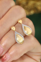 Load image into Gallery viewer, LUOWEND 18K Yellow Gold Real Natural Diamond Drop Earrings for Women
