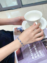 Load image into Gallery viewer, LUOWEND 18K White Gold Natural Diamond and Sapphire Bracelet for Women