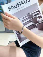 Load image into Gallery viewer, LUOWEND 18K White Gold Natural Diamond and Sapphire Bracelet for Women