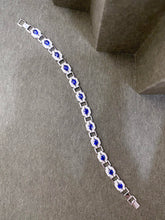 Load image into Gallery viewer, LUOWEND 18K White Gold Natural Diamond and Sapphire Bracelet for Women