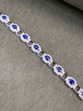 Load image into Gallery viewer, LUOWEND 18K White Gold Natural Diamond and Sapphire Bracelet for Women