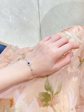 Load image into Gallery viewer, LUOWEND 18K White Gold Natural Diamond and Sapphire Bracelet for Women