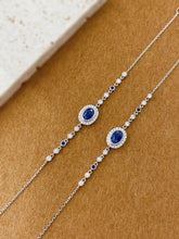 Load image into Gallery viewer, LUOWEND 18K White Gold Natural Diamond and Sapphire Bracelet for Women