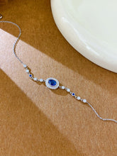Load image into Gallery viewer, LUOWEND 18K White Gold Natural Diamond and Sapphire Bracelet for Women