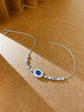 Load image into Gallery viewer, LUOWEND 18K White Gold Natural Diamond and Sapphire Bracelet for Women