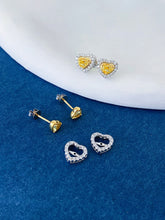 Load image into Gallery viewer, LUOWEND 18K White Gold Natural Yellow Diamond Earrings for Women