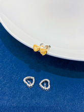 Load image into Gallery viewer, LUOWEND 18K White Gold Natural Yellow Diamond Earrings for Women