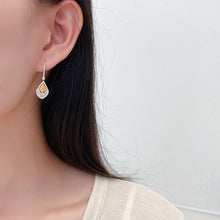 Load image into Gallery viewer, LUOWEND 18K White Gold Natural Yellow Diamond Earrings for Women