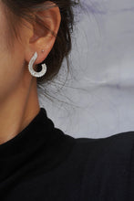 Load image into Gallery viewer, LUOWEND 18K White Gold Real Natural Diamond Stud Earrings for Women