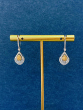 Load image into Gallery viewer, LUOWEND 18K White Gold Natural Yellow Diamond Earrings for Women