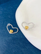 Load image into Gallery viewer, LUOWEND 18K White Gold Natural Yellow Diamond Earrings for Women