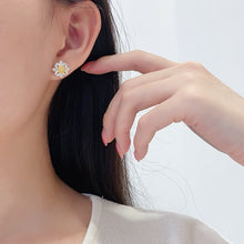 Load image into Gallery viewer, LUOWEND 18K White Gold Natural Yellow Diamond Earrings for Women
