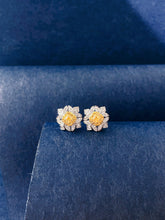 Load image into Gallery viewer, LUOWEND 18K White Gold Natural Yellow Diamond Earrings for Women