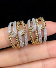 Load image into Gallery viewer, LUOWEND 18K White+Yellow Gold Natural Diamomd Ring for Women