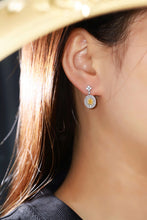 Load image into Gallery viewer, LUOWEND 18K White Gold Real Natural Yellow Diamond Earring for Women