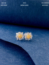 Load image into Gallery viewer, LUOWEND 18K White Gold Natural Yellow Diamond Earrings for Women