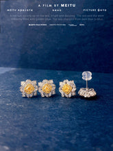 Load image into Gallery viewer, LUOWEND 18K White Gold Natural Yellow Diamond Earrings for Women