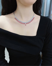Load image into Gallery viewer, LUOWEND 18K White Gold Natural Ruby Necklace for Women