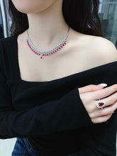 Load image into Gallery viewer, LUOWEND 18K White Gold Natural Ruby Necklace for Women