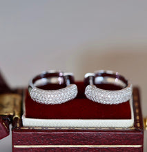 Load image into Gallery viewer, LUOWEND 18K White Gold Real Natural Diamond Hoop Earrings for Women