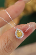 Load image into Gallery viewer, LUOWEND 18K White Gold Real Natural Yellow Diamond Necklace for Women