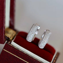 Load image into Gallery viewer, LUOWEND 18K White Gold Real Natural Diamond Hoop Earrings for Women