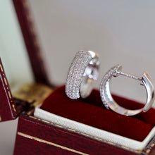 Load image into Gallery viewer, LUOWEND 18K White Gold Real Natural Diamond Hoop Earrings for Women