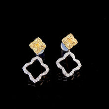 Load image into Gallery viewer, LUOWEND 18K White Gold Natural Yellow diamond Earrings for Women