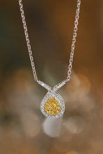 Load image into Gallery viewer, LUOWEND 18K White Gold Real Natural Yellow Diamond Necklace for Women