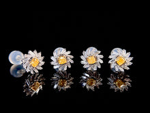Load image into Gallery viewer, LUOWEND 18K White Gold Natural Yellow Diamond Earrings for Women
