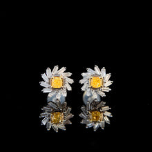 Load image into Gallery viewer, LUOWEND 18K White Gold Natural Yellow Diamond Earrings for Women