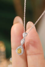 Load image into Gallery viewer, LUOWEND 18K White Gold Real Natural Yellow Diamond Necklace for Women