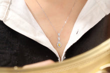 Load image into Gallery viewer, LUOWEND 18K White Gold Real Natural Yellow Diamond Necklace for Women