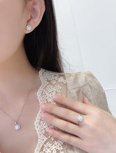 Load image into Gallery viewer, LUOWEND 18K White Gold Natural Diamond Earrings for Women