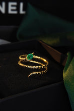 Load image into Gallery viewer, LUOWEND 18K Yellow Gold Real Natural Emerald Ring for Women