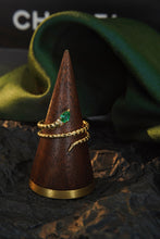 Load image into Gallery viewer, LUOWEND 18K Yellow Gold Real Natural Emerald Ring for Women