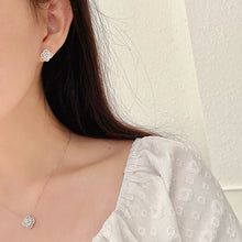 Load image into Gallery viewer, LUOWEND 18K White Gold Natural Diamond Earrings for Women