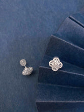 Load image into Gallery viewer, LUOWEND 18K White Gold Natural Diamond Earrings for Women
