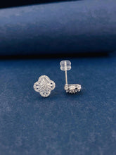 Load image into Gallery viewer, LUOWEND 18K White Gold Natural Diamond Earrings for Women