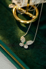 Load image into Gallery viewer, LUOWEND 18K White and Yellow Gold Real Natural Diamond and Emerald Necklace for Women