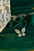 Load image into Gallery viewer, LUOWEND 18K White and Yellow Gold Real Natural Diamond and Emerald Necklace for Women