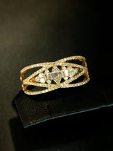 Load image into Gallery viewer, LUOWEND 18K White/Yellow Gold Natural Diamond Ring for Women