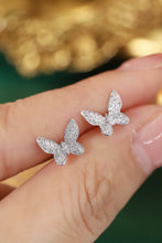 Load image into Gallery viewer, LUOWEND 18K White Gold Real Natural Diamond Stud Earrings for Women