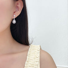 Load image into Gallery viewer, LUOWEND 18K White Gold Natural Diamond Earrings for Women