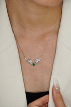 Load image into Gallery viewer, LUOWEND 18K White Gold Real Natural Emerald and Diamond Necklace for Women
