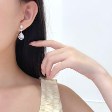 Load image into Gallery viewer, LUOWEND 18K White Gold Natural Diamond Earrings for Women