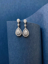 Load image into Gallery viewer, LUOWEND 18K White Gold Natural Diamond Earrings for Women