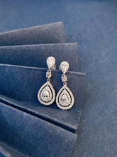 Load image into Gallery viewer, LUOWEND 18K White Gold Natural Diamond Earrings for Women