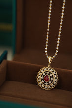 Load image into Gallery viewer, LUOWEND 18K Yellow Gold Real Natural Diamond and Ruby Necklace for Women