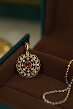 Load image into Gallery viewer, LUOWEND 18K Yellow Gold Real Natural Diamond and Ruby Necklace for Women